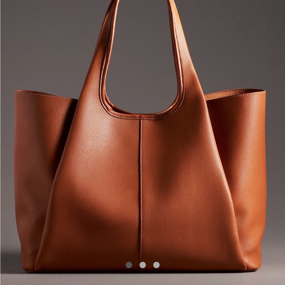 Anthropologie Large Brown Leather Tote Bag